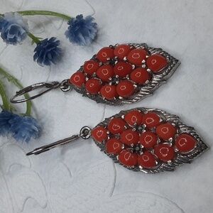 925 Genuine Coral Drop Earrings.